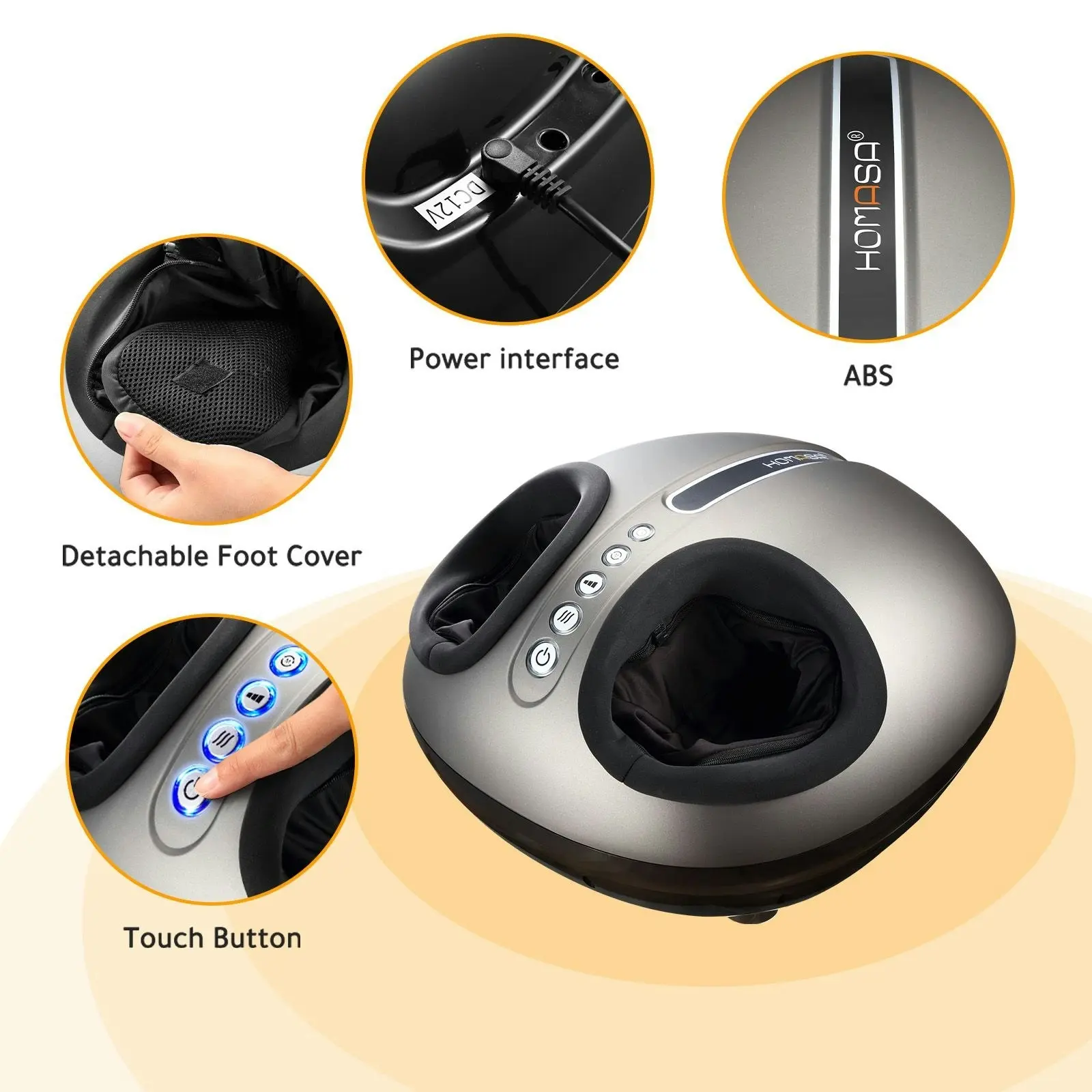 HOMASA  Foot Massager Machine Spa Reflexology with Heat Shiatsu Deep Kneading 3 Modes Feet Massage Gift for Home Office