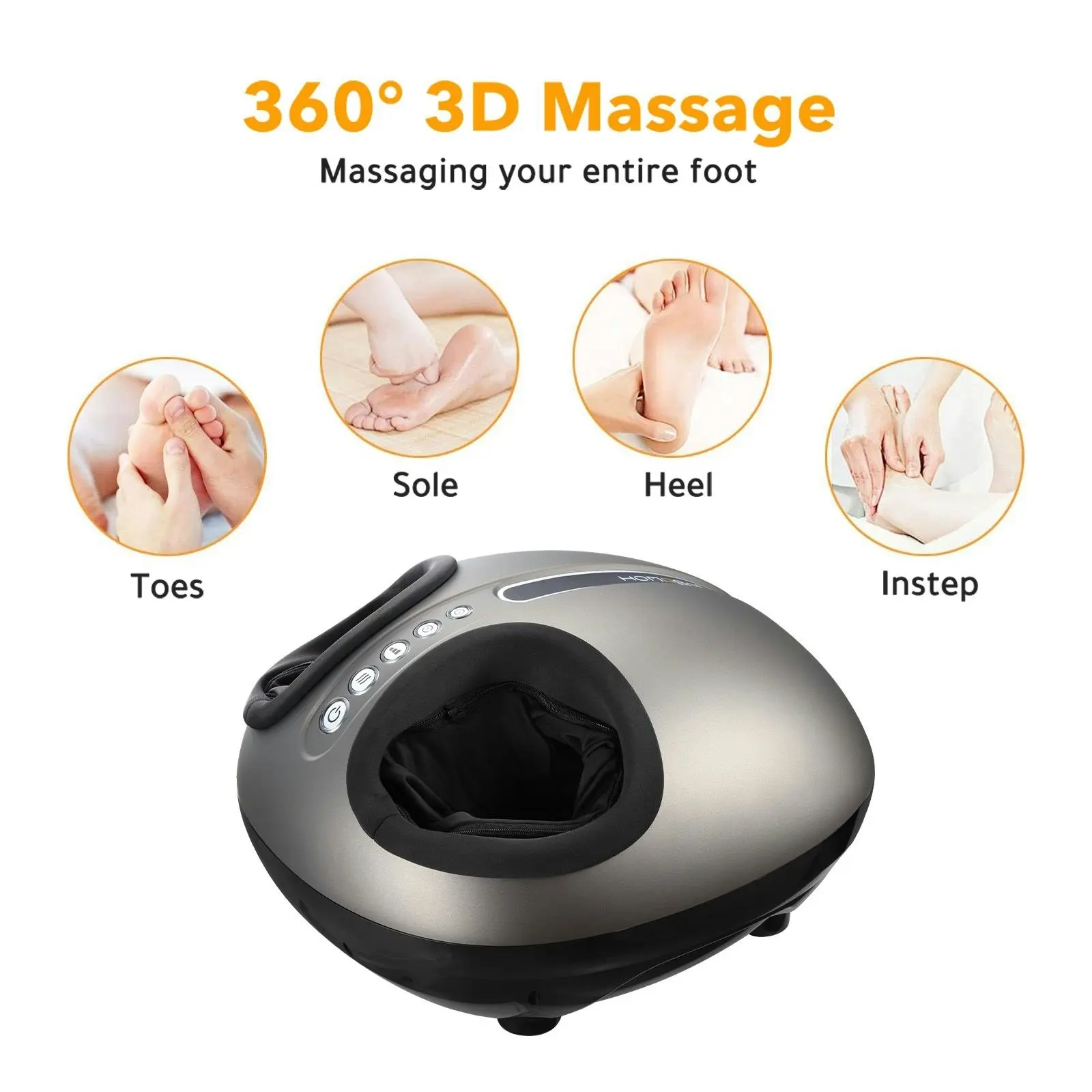 HOMASA  Foot Massager Machine Spa Reflexology with Heat Shiatsu Deep Kneading 3 Modes Feet Massage Gift for Home Office