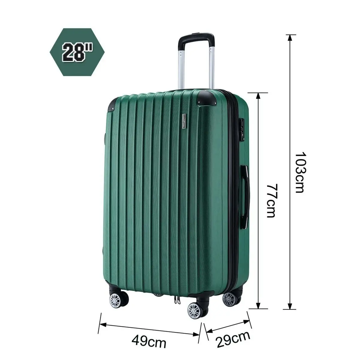 Buon Viaggio 2 Piece Luggage Set Carry On Travel Suitcases Cabin Hard Shell Case Bags Lightweight Rolling Trolley with Wheels TSA Lock Green