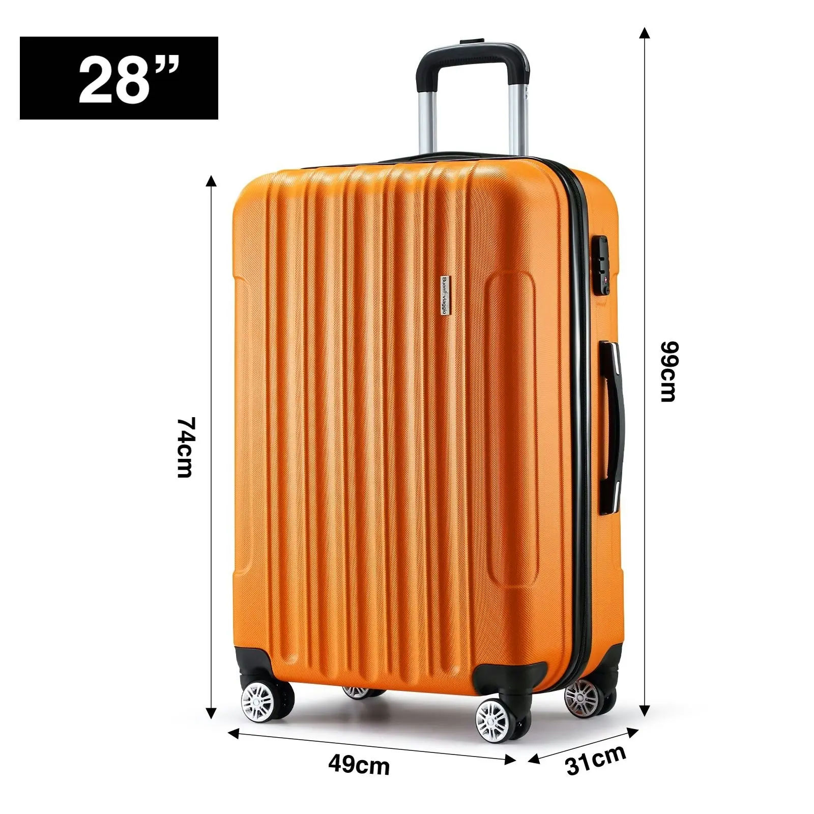 Buon Viaggio 2 PCS Luggage Set Travel Suitcases Hard Carry On Rolling Trolley Lightweight with TSA Lock Orange