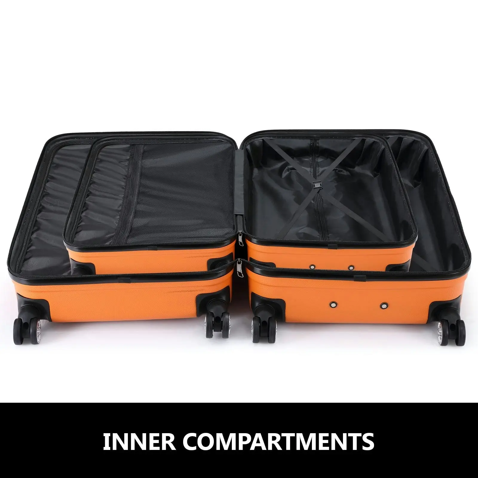 Buon Viaggio 2 PCS Luggage Set Travel Suitcases Hard Carry On Rolling Trolley Lightweight with TSA Lock Orange