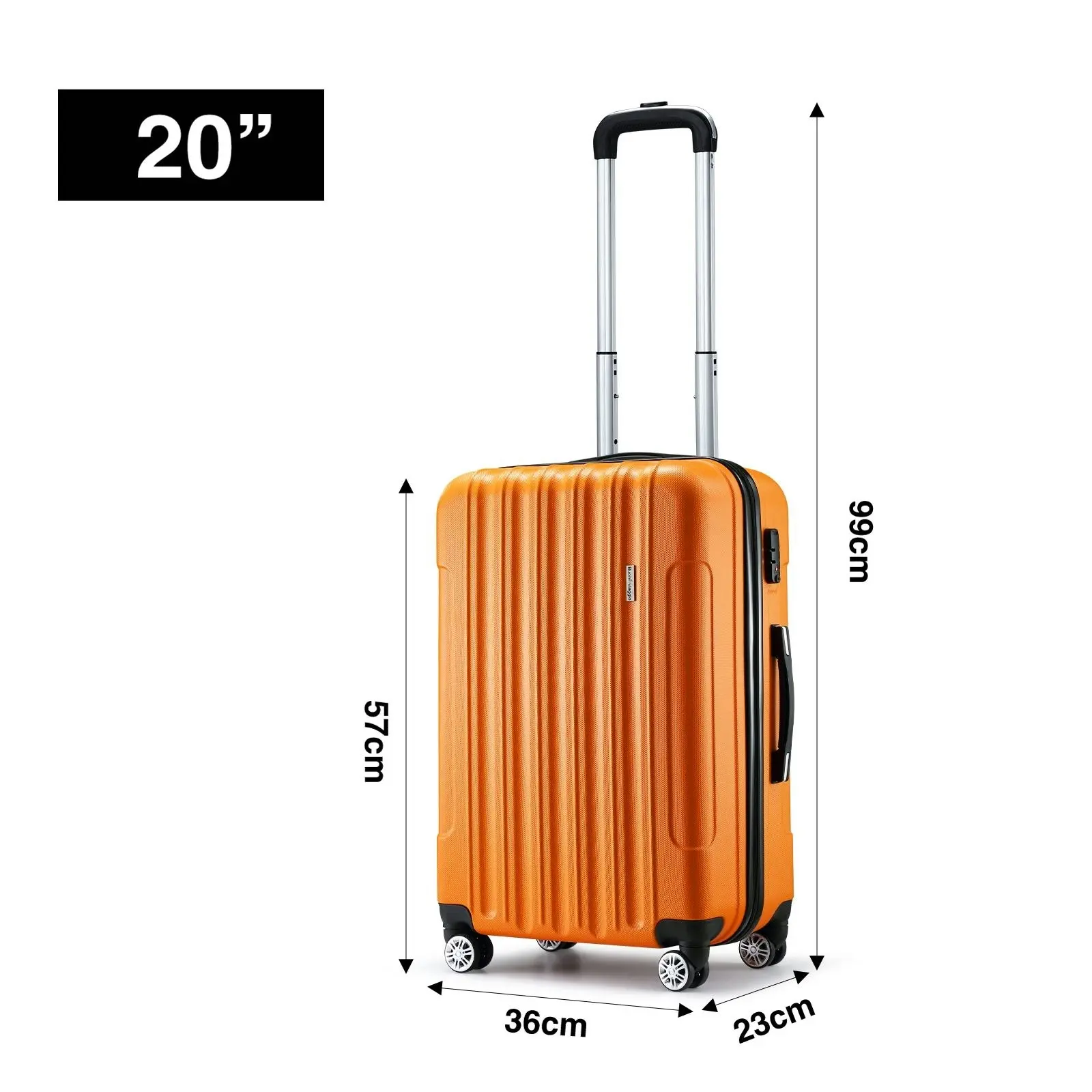 Buon Viaggio 2 PCS Luggage Set Travel Suitcases Hard Carry On Rolling Trolley Lightweight with TSA Lock Orange