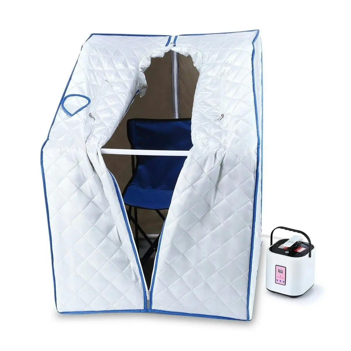 Ausway Portable Steam Sauna Full Body Spa Kit 1000W Steamer W/Foldable Chair + Remote Control