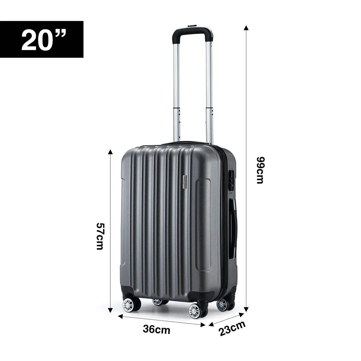 Buon Viaggio 2 PCS Luggage Set Travel Hard Suitcases Carry On Lightweight Rolling Trolley TSA Lock Dark Grey