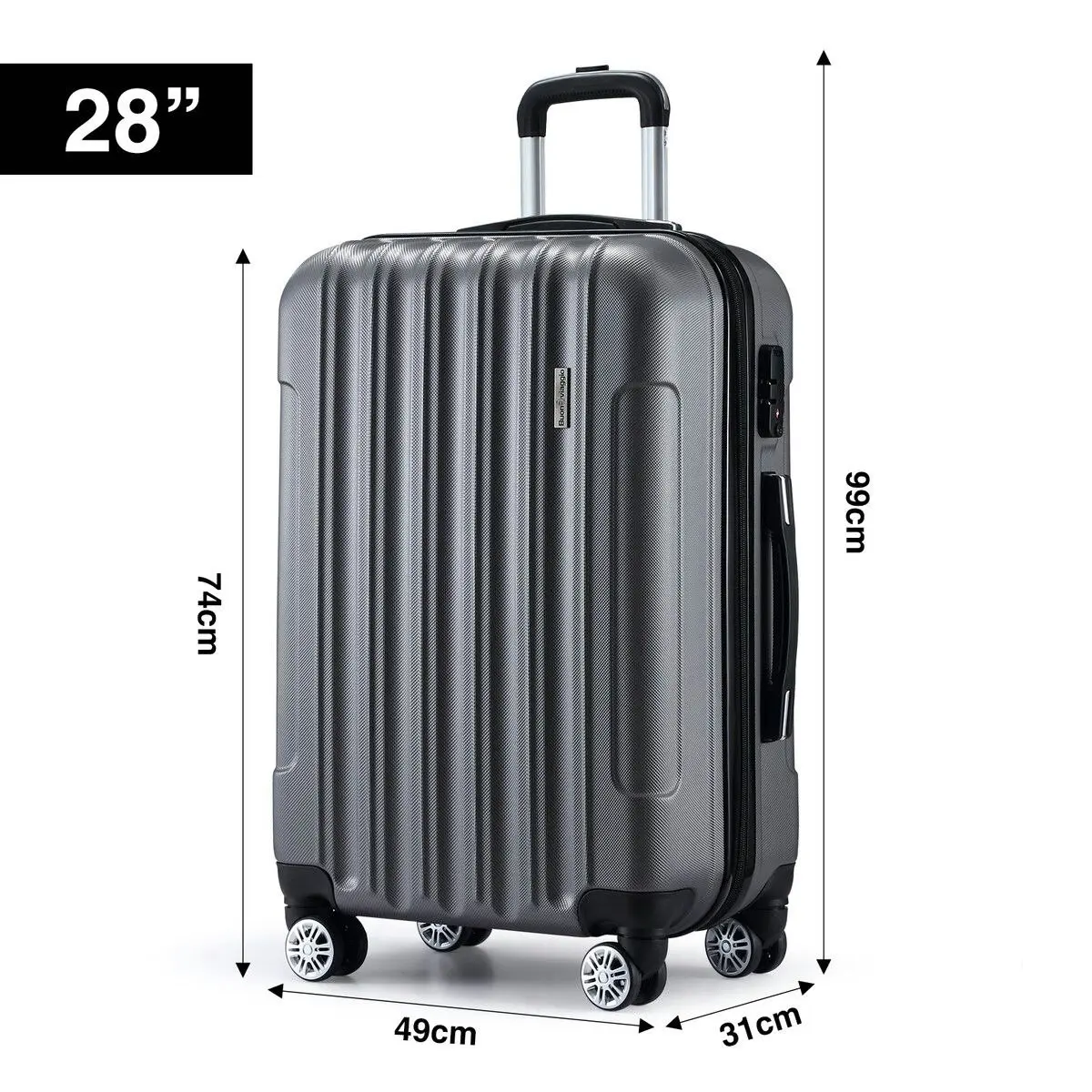 Buon Viaggio 2 PCS Luggage Set Travel Hard Suitcases Carry On Lightweight Rolling Trolley TSA Lock Dark Grey