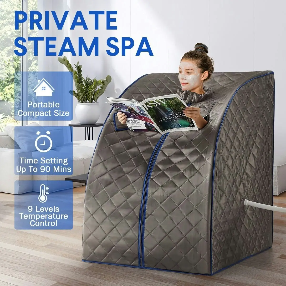 Maxkon Portable Steam Sauna Therapeutic Home Sauna Spa Kit with Steam Pot, Portable Chair & Remote Control