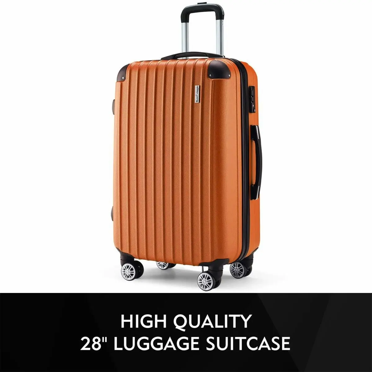 Buon Viaggio Carry On Luggage Suitcase Travel Travaller Bag Hard Shell Case Lightweight Travelling with Wheels Checked Rolling Trolley TSA Lock Orange