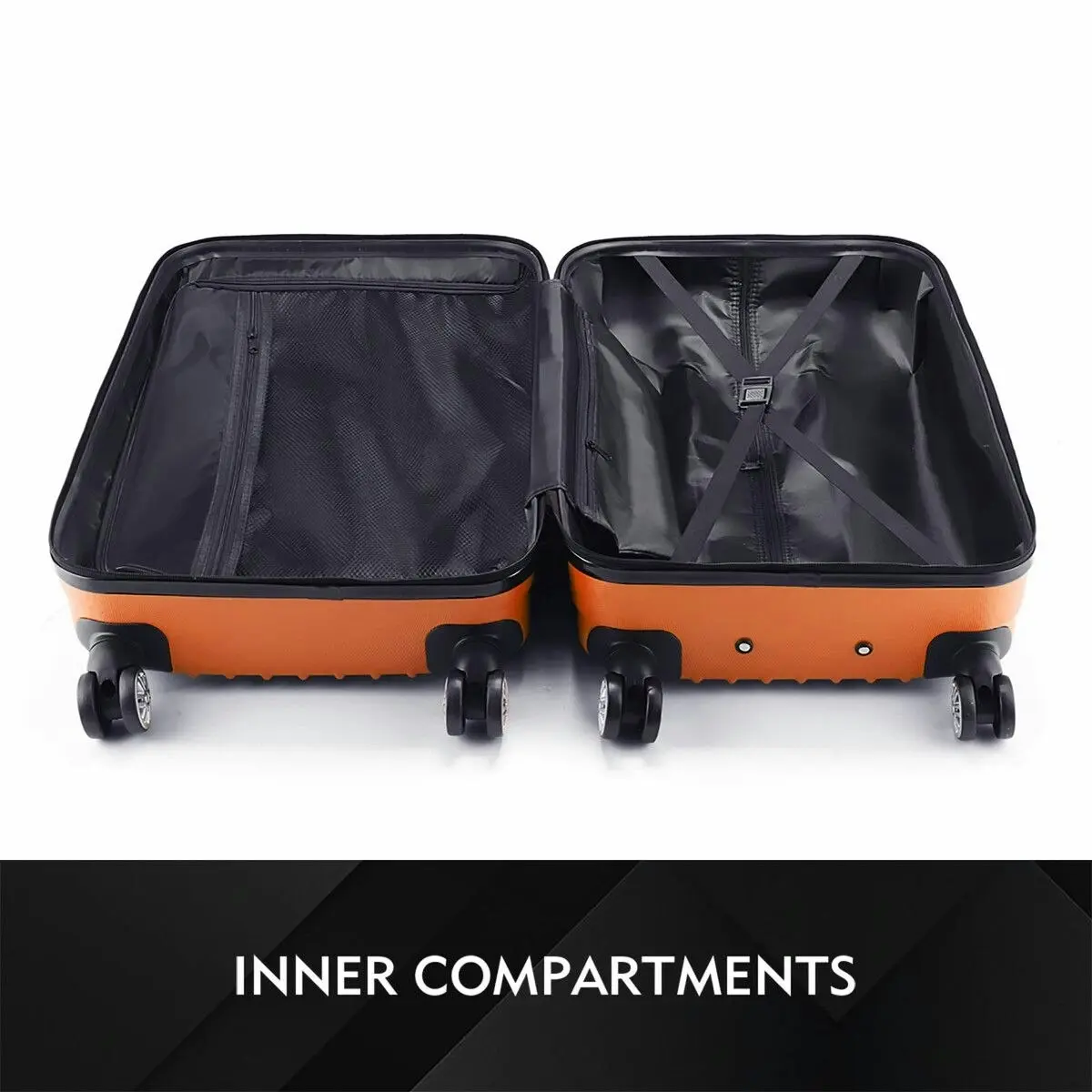 Buon Viaggio Carry On Luggage Suitcase Travel Travaller Bag Hard Shell Case Lightweight Travelling with Wheels Checked Rolling Trolley TSA Lock Orange