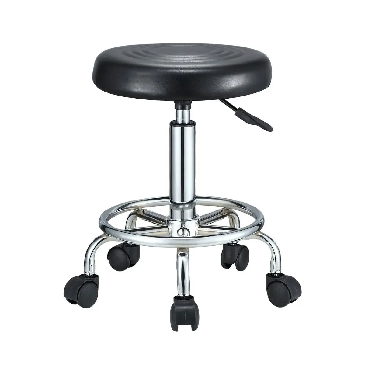 Ausway Salon Chair Barber Stool Hairdressing Beauty Clinic Height Adjustable Rotatable Round PU Black