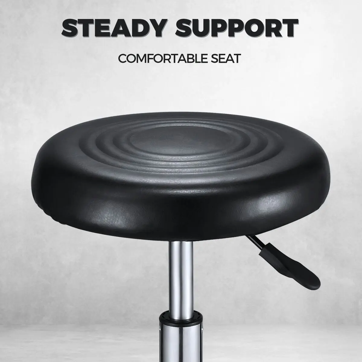 Ausway Salon Chair Barber Stool Hairdressing Beauty Clinic Height Adjustable Rotatable Round PU Black