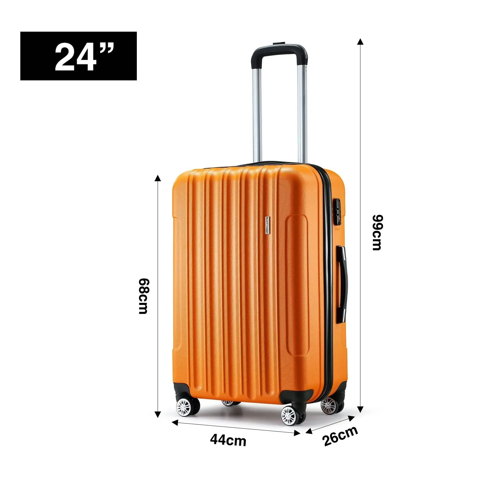 Buon Viaggio 3PCS Luggage Suitcase Set Hard Carry On Travel Trolley Lightweight with TSA Lock and 2 Covers Orange