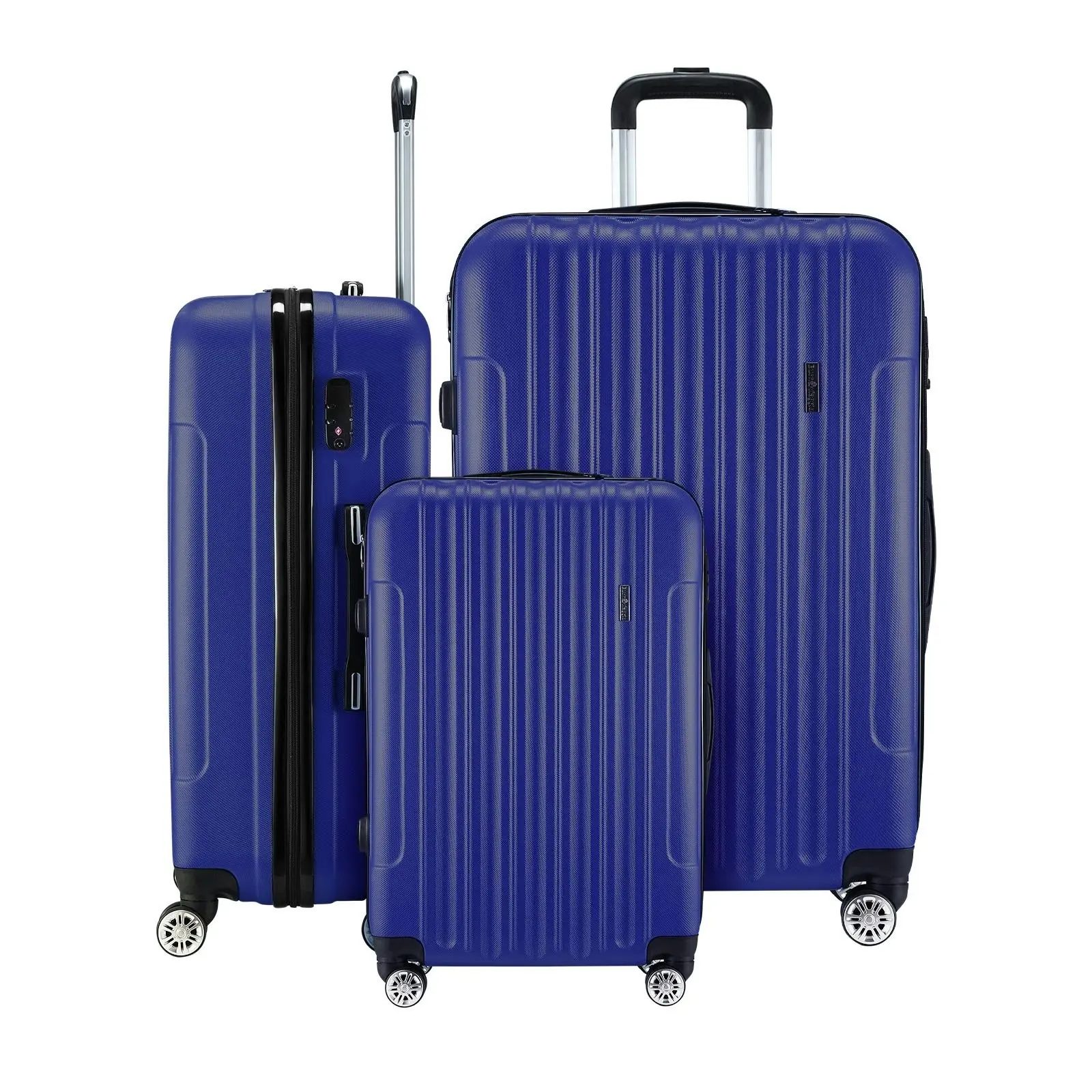 Buon Viaggio 3PCS Luggage Set Hard Travel Suitcases Carry On Lightweight Trolley with TSA Lock 2 Covers Royal Blue