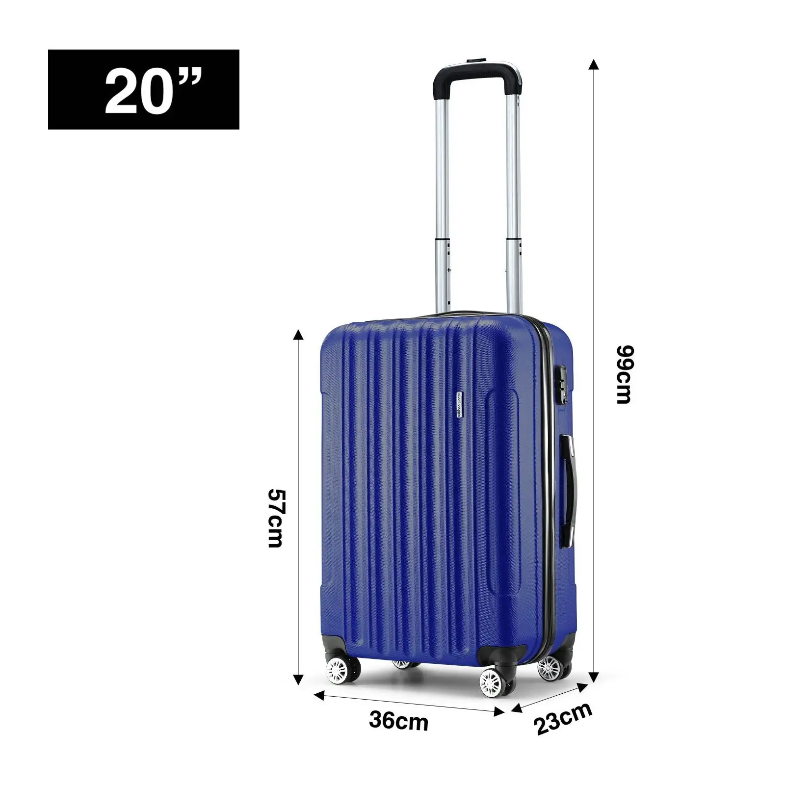 Buon Viaggio 3PCS Luggage Set Hard Travel Suitcases Carry On Lightweight Trolley with TSA Lock 2 Covers Royal Blue