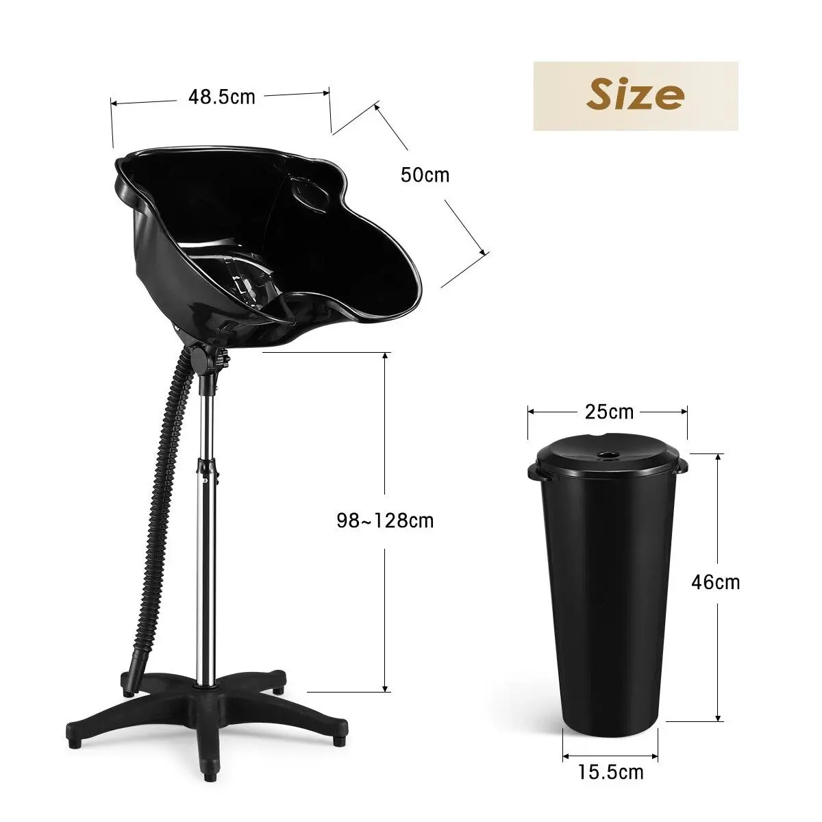 Ausway Large Salon Basin Portable Shampoo Hairdressing Hair Wash Bowl Barber Furniture Mobile High Gloss