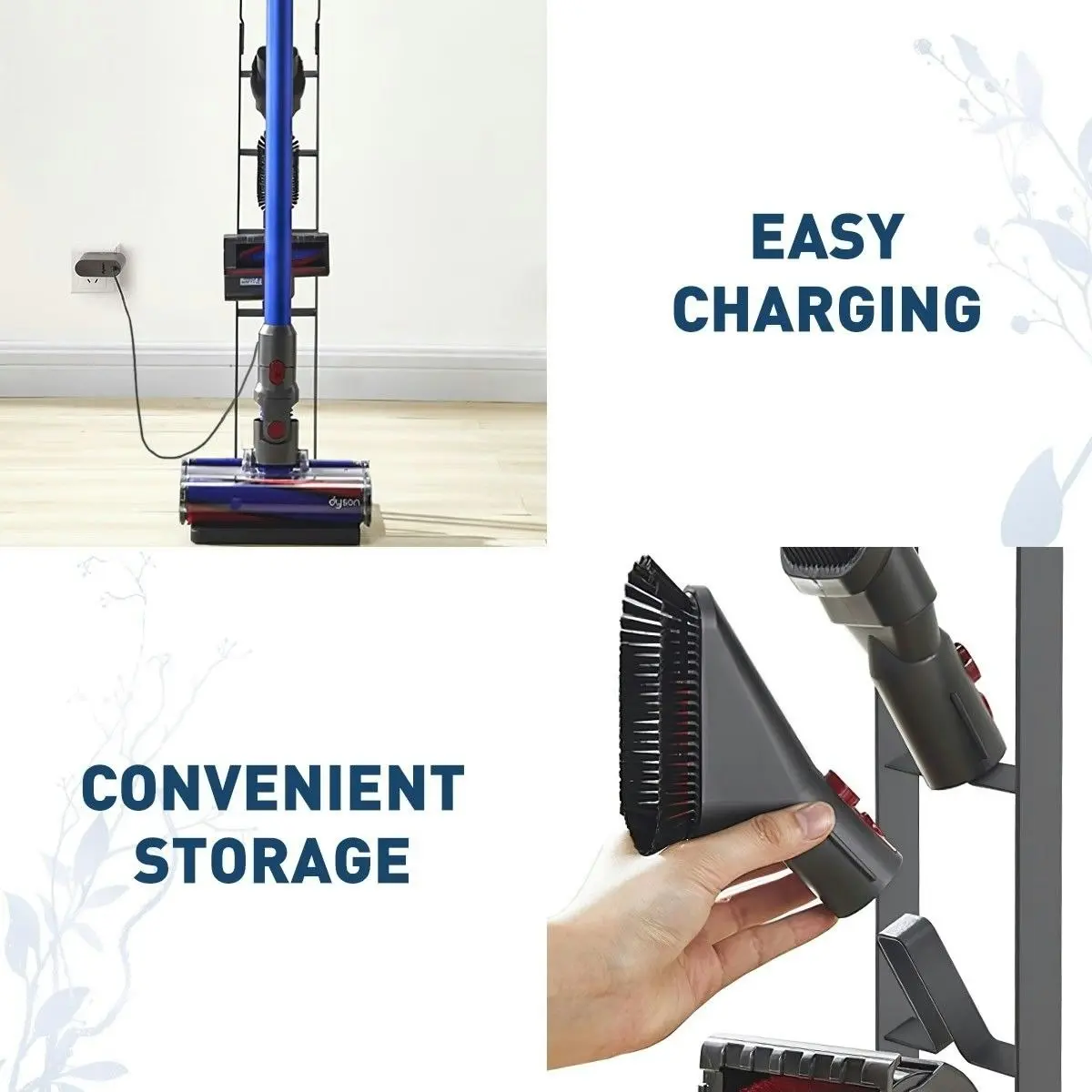 Ausway Dyson Vacuum Stand Rack Cleaner Accessories Holder Free Standing V6 V7 V8 V10 V11 V12 V15 Grey