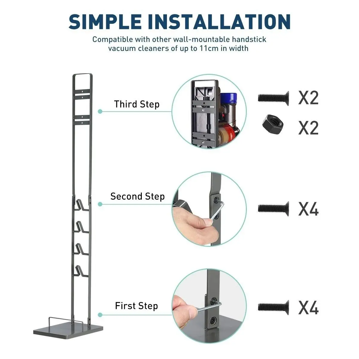 Ausway Dyson Vacuum Stand Rack Cleaner Accessories Holder Free Standing V6 V7 V8 V10 V11 V12 V15 Grey