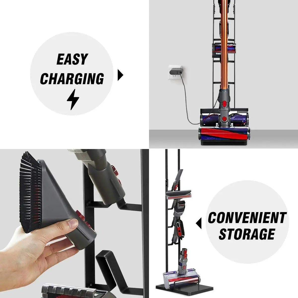 Ausway Freestanding Dyson Cordless Vacuum Cleaner Metal Stand Rack Hook V6 V7 V8 V10 V11 V12 V15 Black