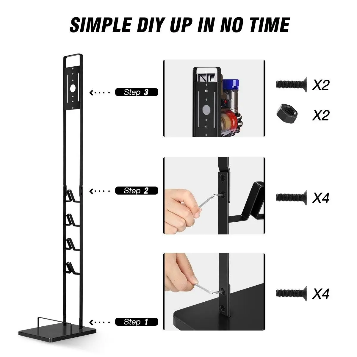 Ausway Freestanding Dyson Cordless Vacuum Cleaner Metal Stand Rack Hook V6 V7 V8 V10 V11 V12 V15 Black