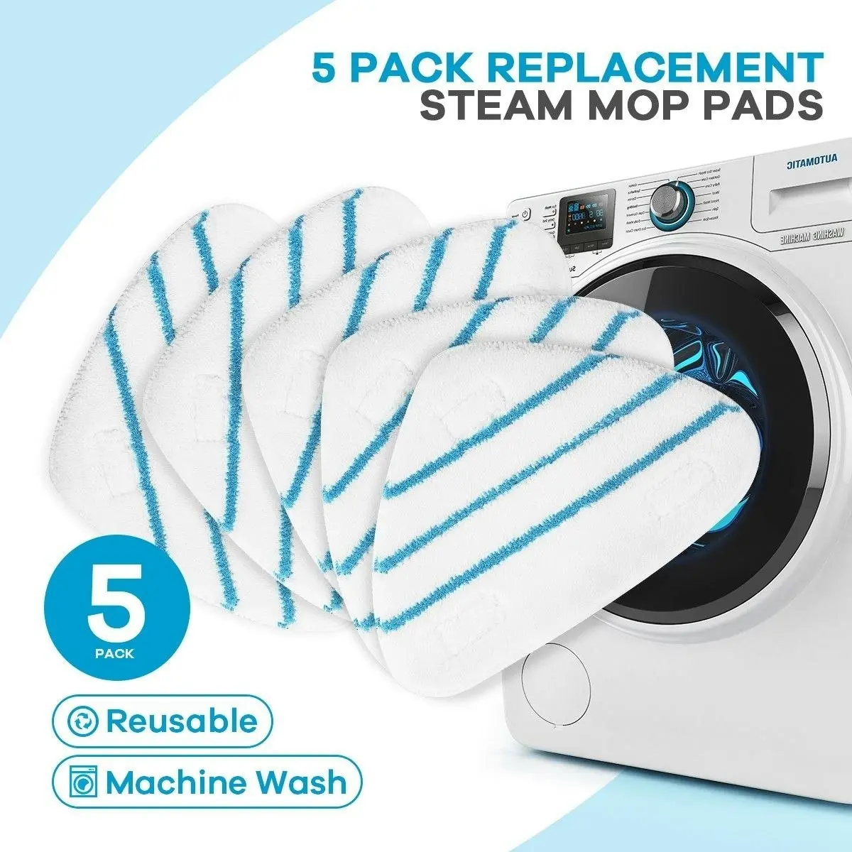 Maxkon  5 Pack Replacement Washable Microfiber Steam Mop Pads for 13-in-1 Steam Mop