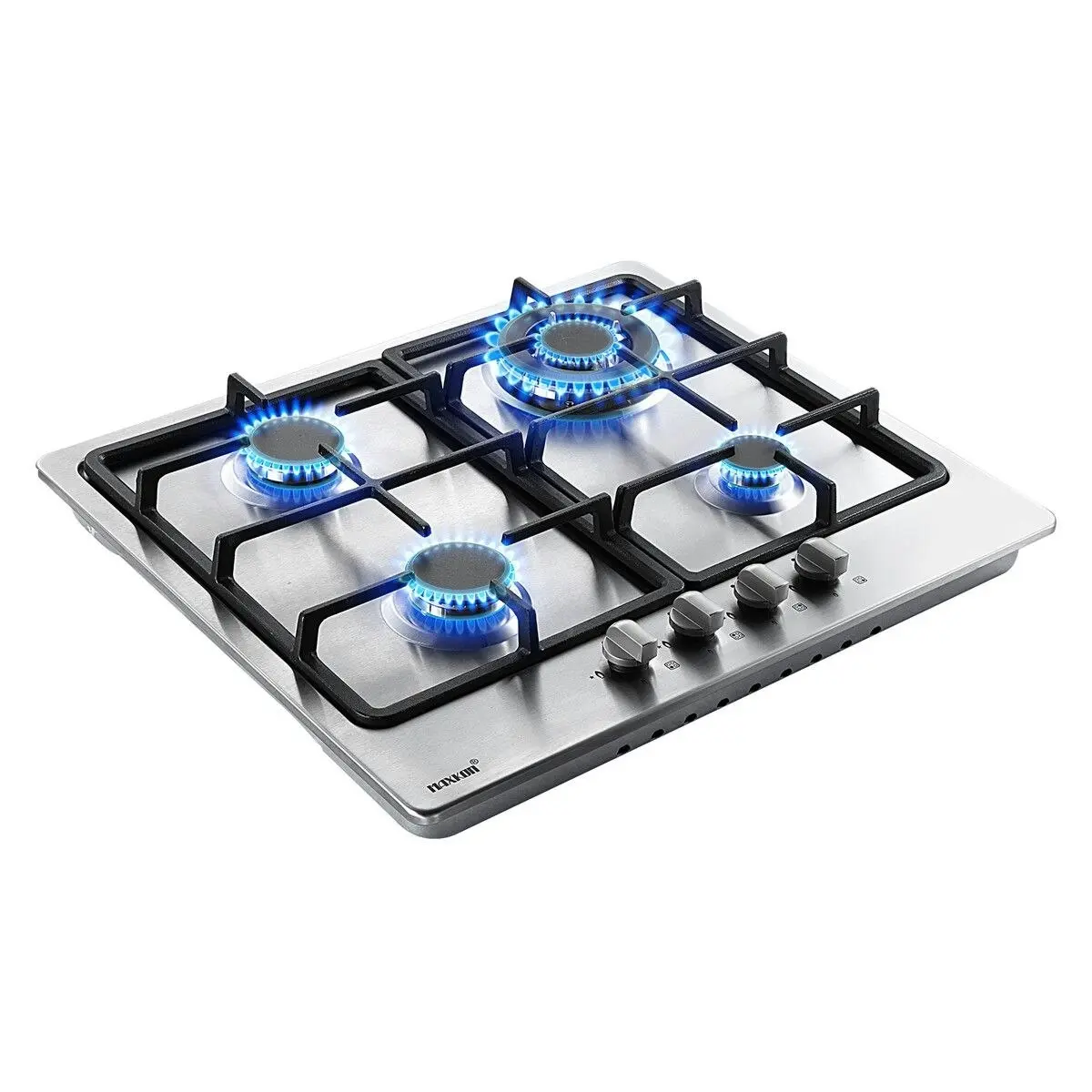 Maxkon  Gas Cooktop 4 Burners Cooker 60cm Stove Cook Tops Hobs Stovetop NG LPG Stainless Steel Surface Knobs