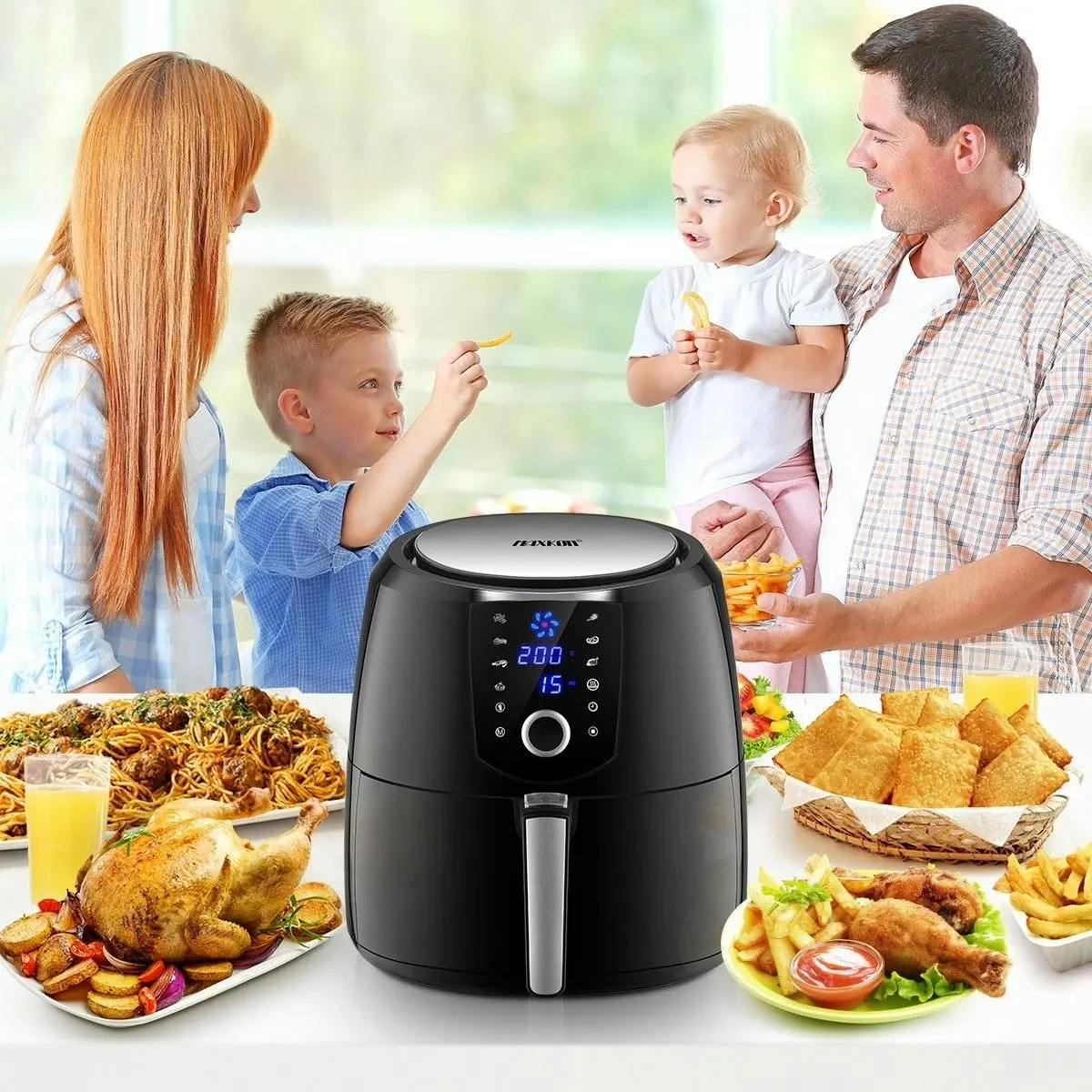 Maxkon  7L Air Fryer Health Cooker Low Oil Air circulation 12 Blades LCD Black With Warm Function