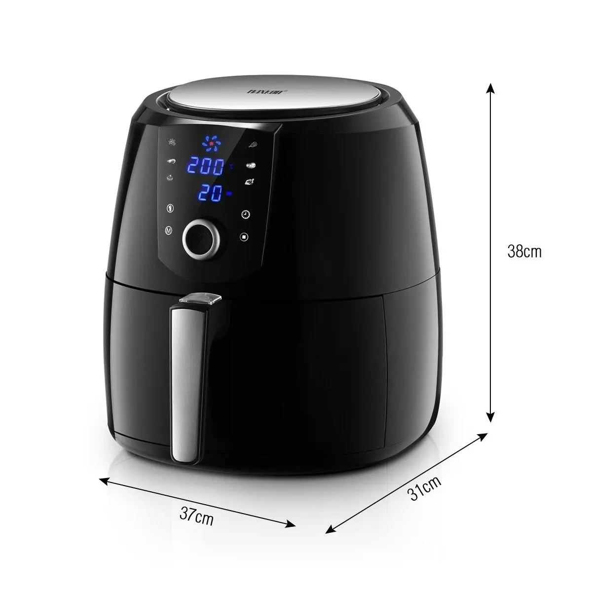 Maxkon  7L Air Fryer Health Cooker Low Oil Air circulation 12 Blades LCD Black With Warm Function