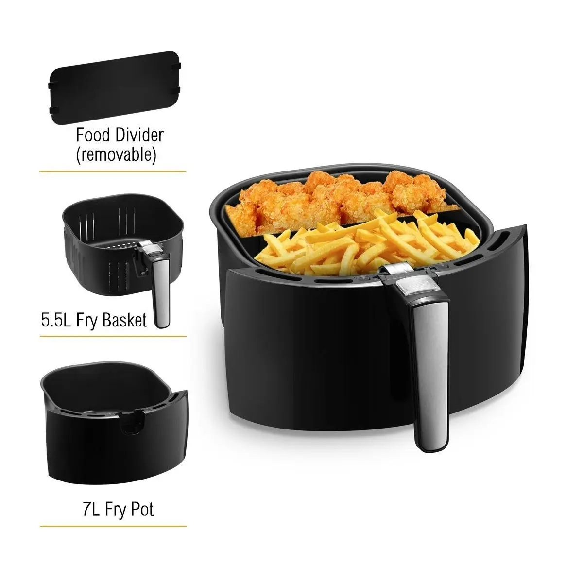 Maxkon  7L Air Fryer Health Cooker Low Oil Air circulation 12 Blades LCD Black With Warm Function