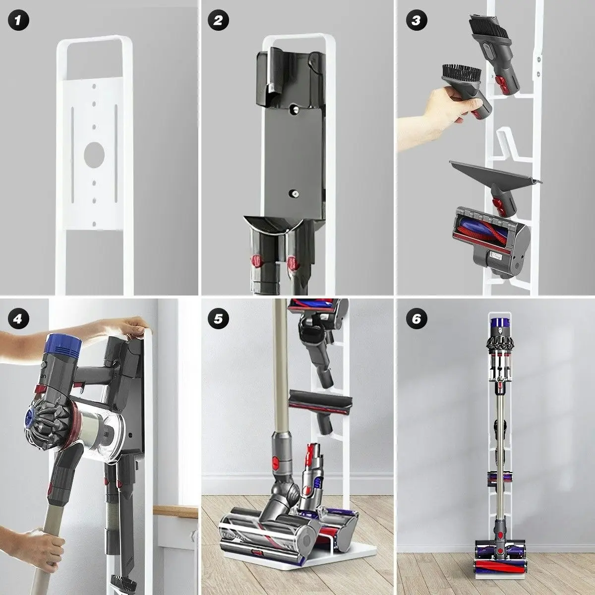 Ausway Freestanding Dyson Cordless Vacuum Cleaner Metal Stand Rack Hook V6 V7 V8 V10 V11 V12 V15 White