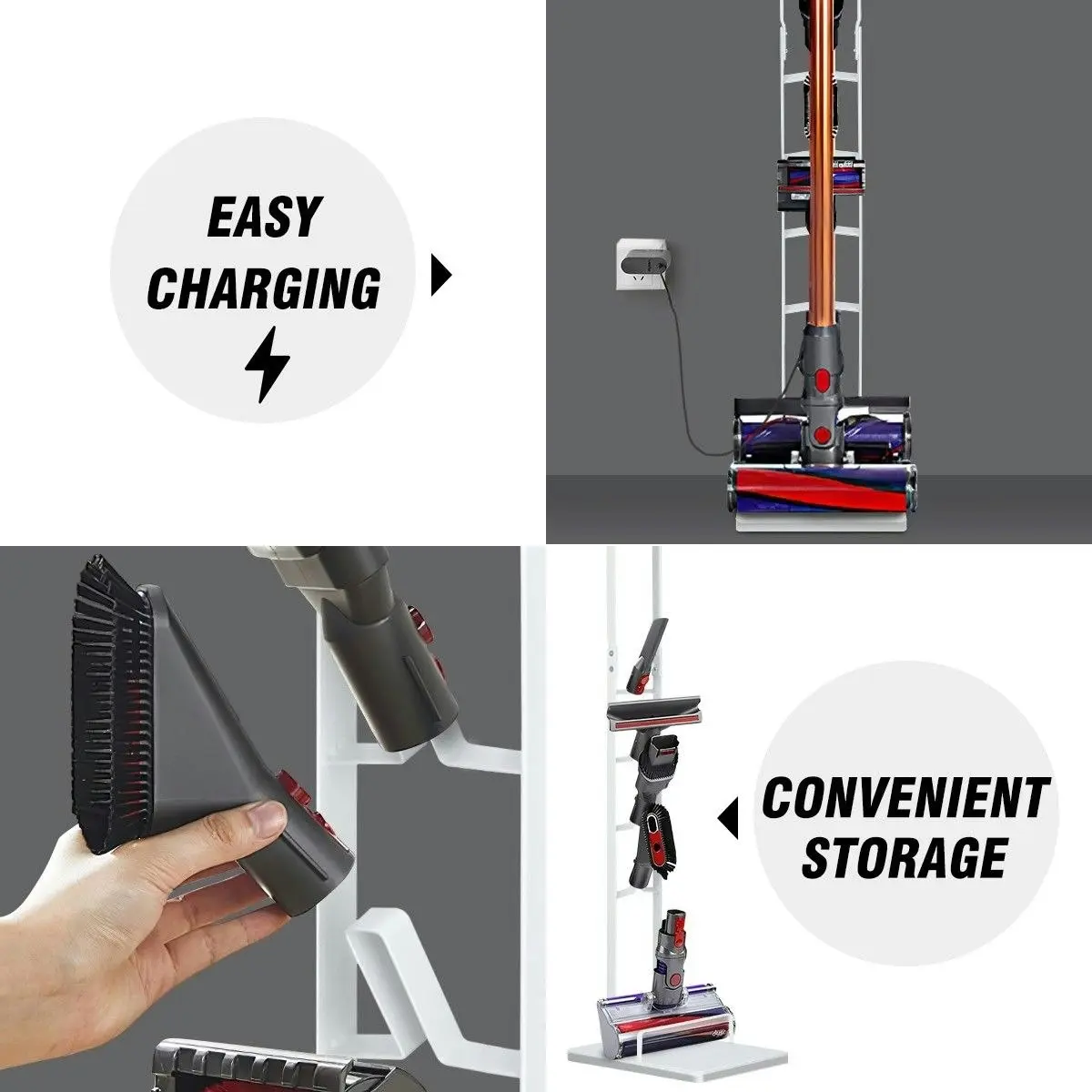 Ausway Freestanding Dyson Cordless Vacuum Cleaner Metal Stand Rack Hook V6 V7 V8 V10 V11 V12 V15 White