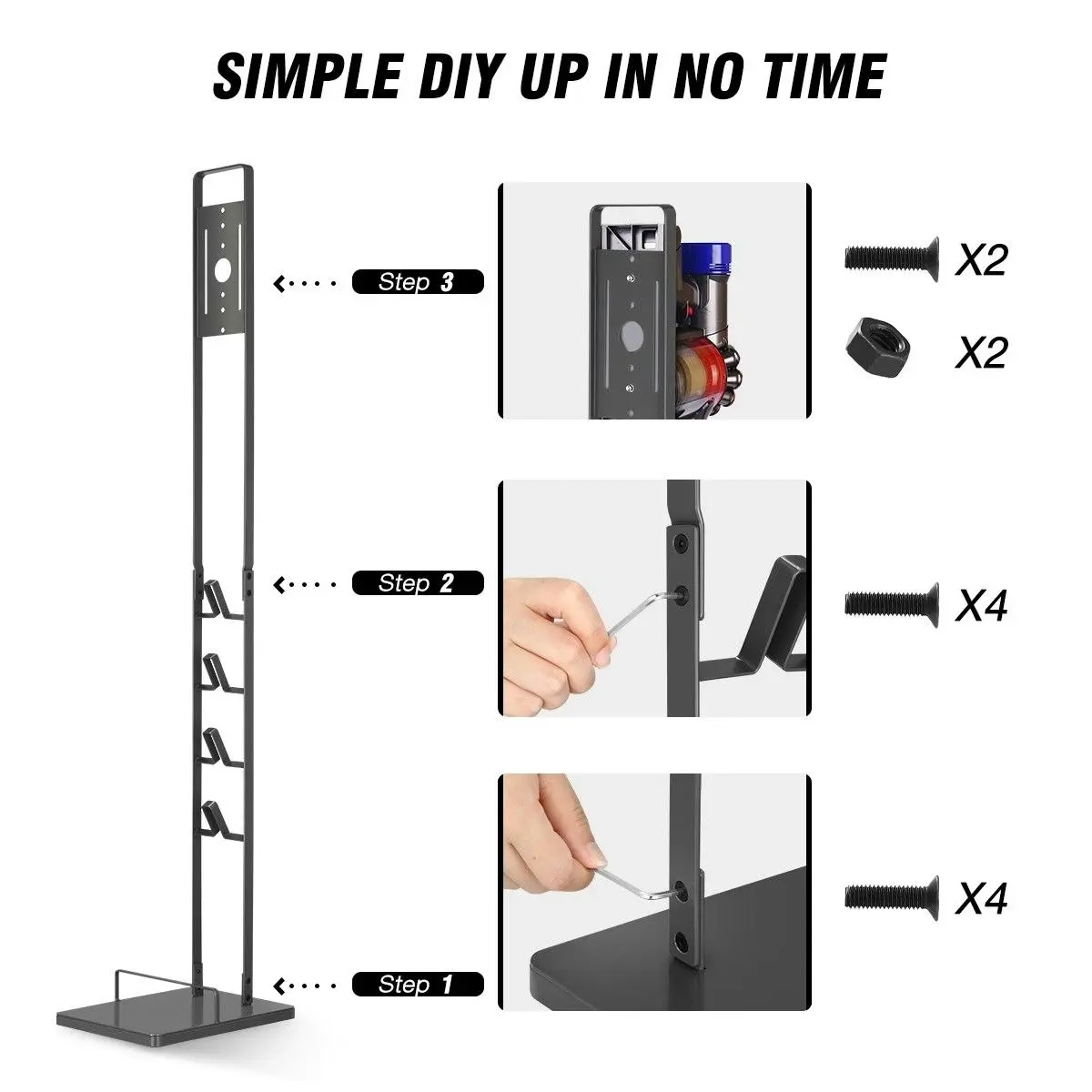 Ausway Freestanding Dyson Cordless Vacuum Cleaner Metal Stand Rack Hook V6 V7 V8 V10 V11 V12 V15 Grey