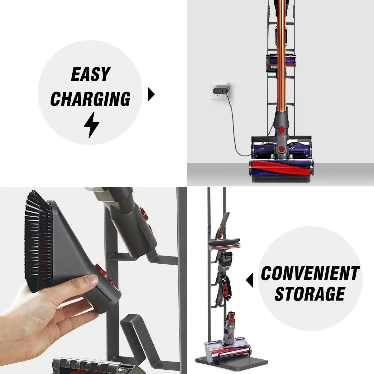 Ausway Freestanding Dyson Cordless Vacuum Cleaner Metal Stand Rack Hook V6 V7 V8 V10 V11 V12 V15 Grey