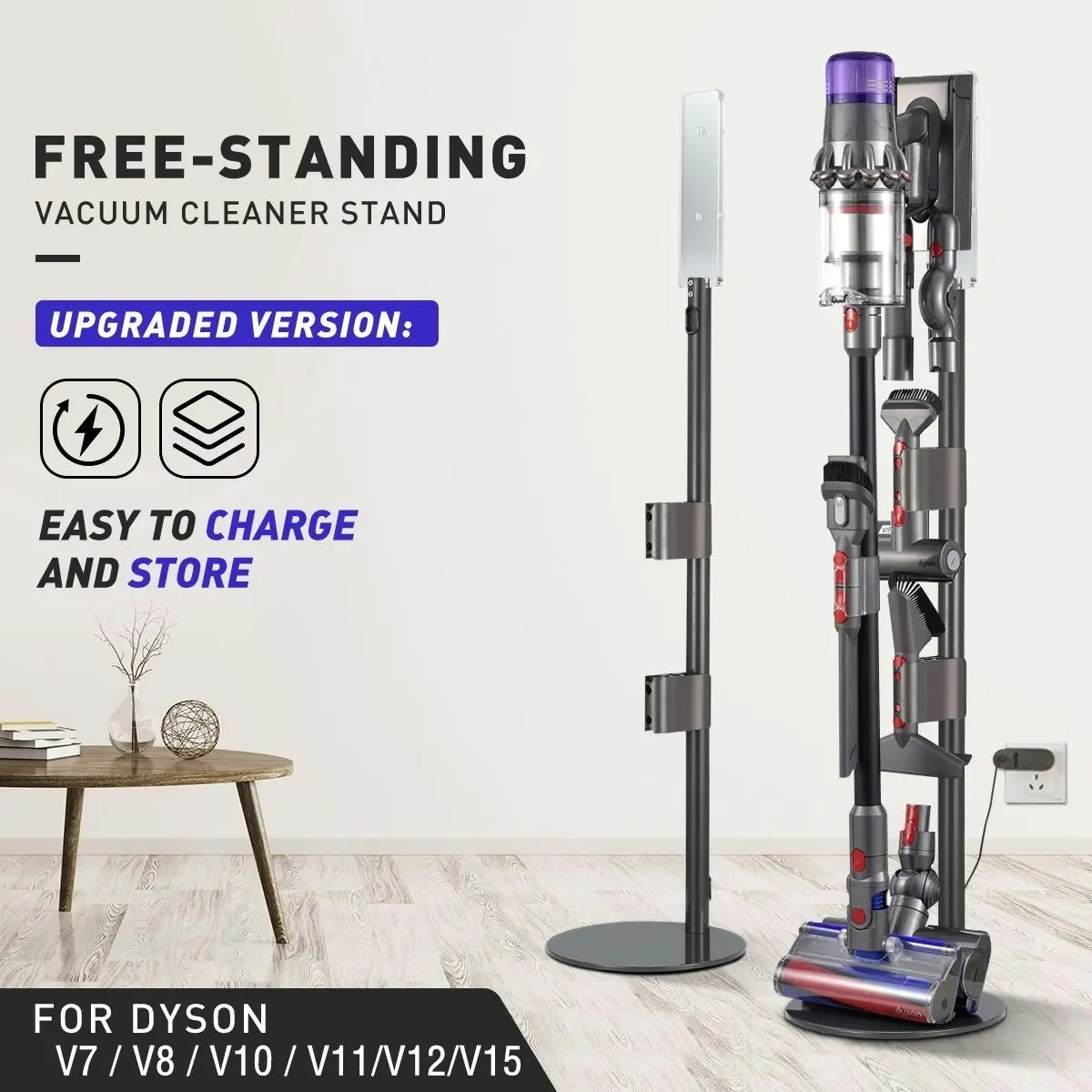 Ausway Freestanding Vacuum Stand Rack Cleaner with Wire Organiser Dyson V7 V8 V10 V11 V12 V15