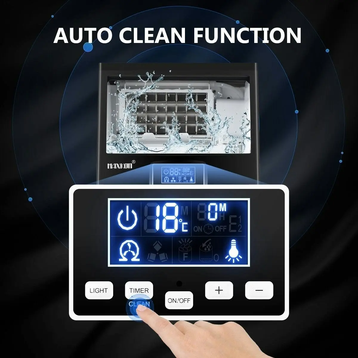 Maxkon  Ice Maker Auto Cleaning With LCD Display Home and Commercial Ice Cube Maker Machine