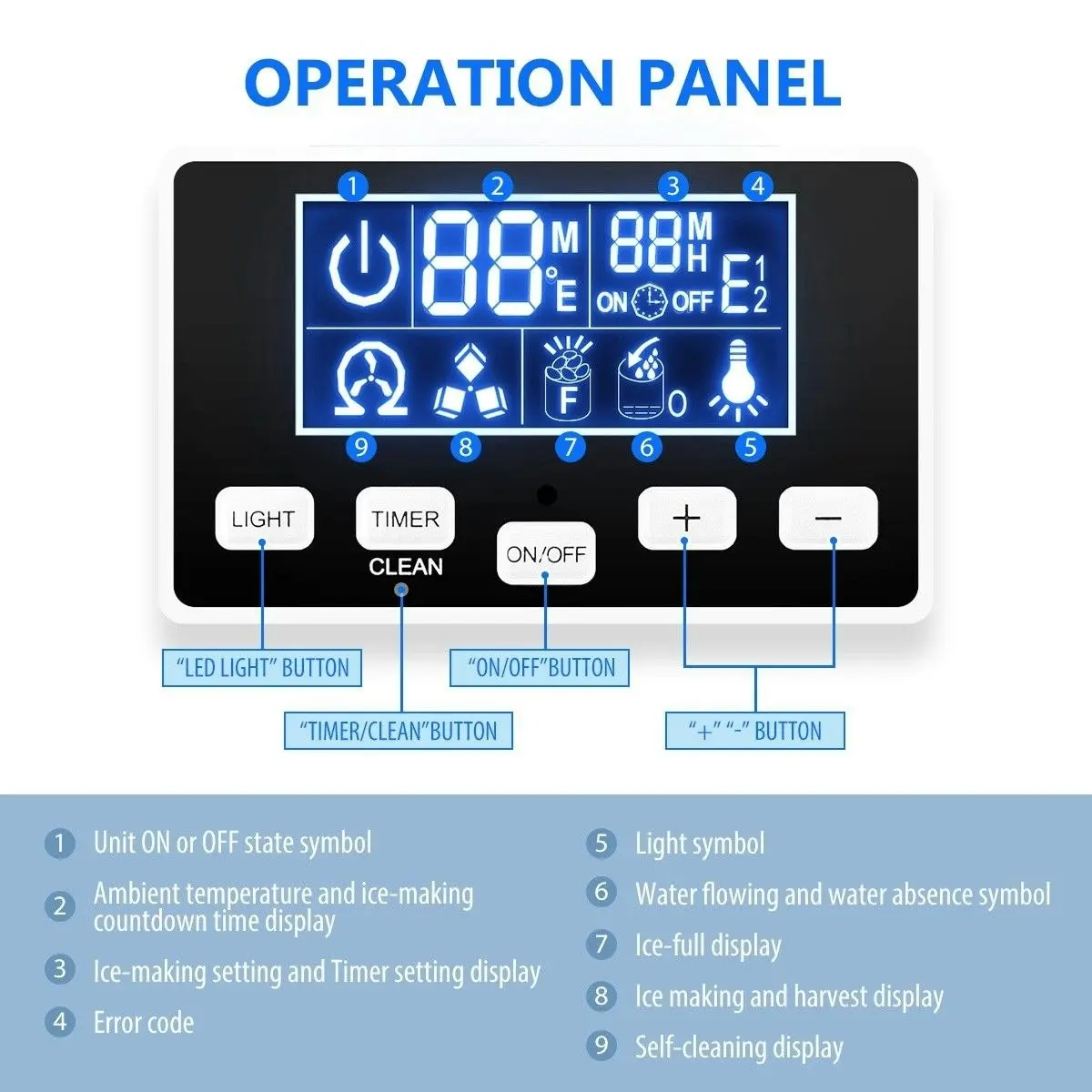 Maxkon  Ice Maker Auto Cleaning With LCD Display Home and Commercial Ice Cube Maker Machine