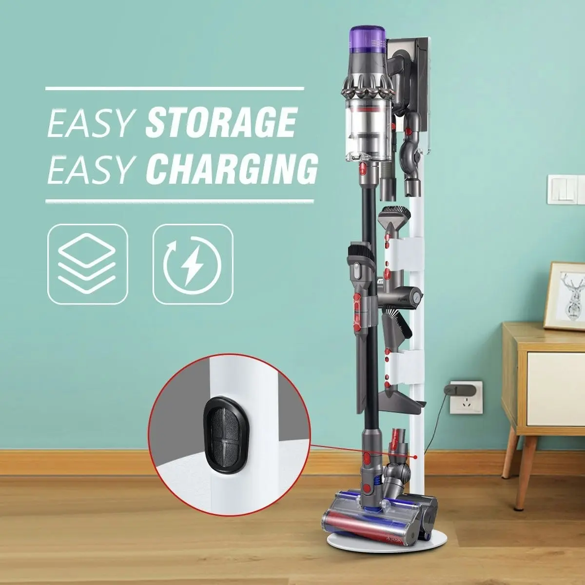 Ausway Vacuum Cleaner Stand Accessory Rack Freestanding Wire Organiser Dyson V7 V8 V10 V12 V15 DC30 DC59 DC62