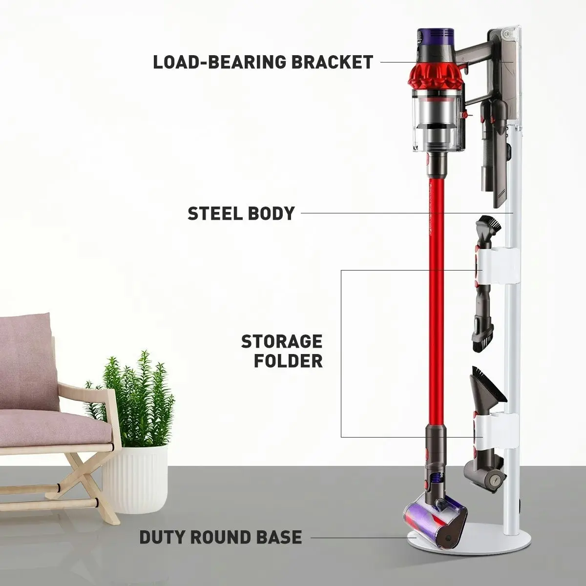 Ausway Vacuum Cleaner Stand Accessory Rack Freestanding Wire Organiser Dyson V7 V8 V10 V12 V15 DC30 DC59 DC62