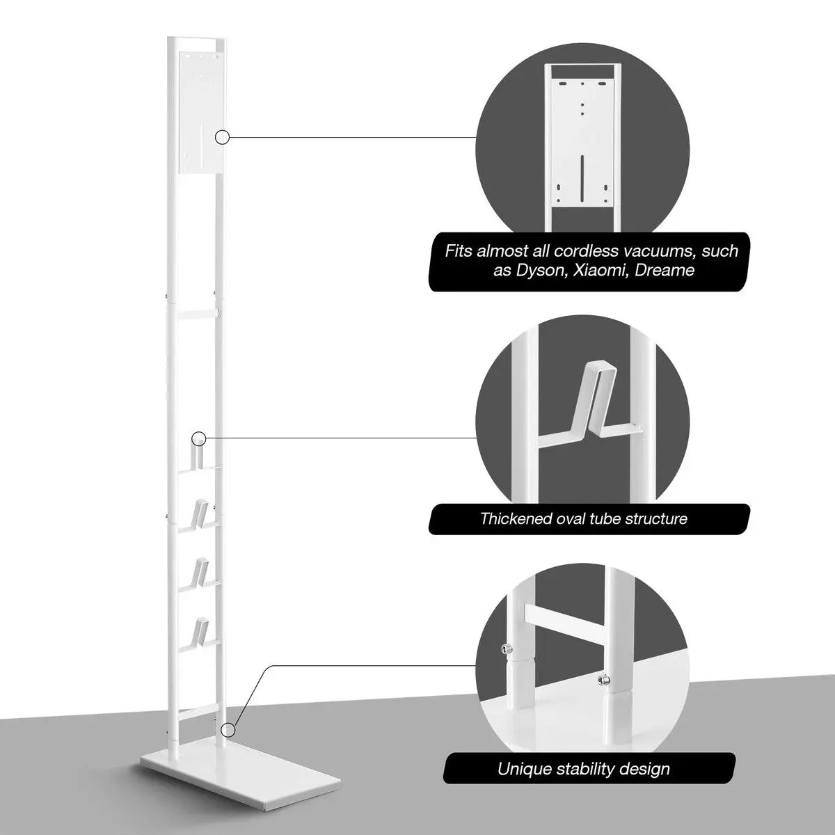 Ausway Vacuum Stand Rack Freestanding Cleaner Storage Bracket Holder Accessory for Dyson Organiser V7 V8 V10 V11 for Xiaomi Dreame White