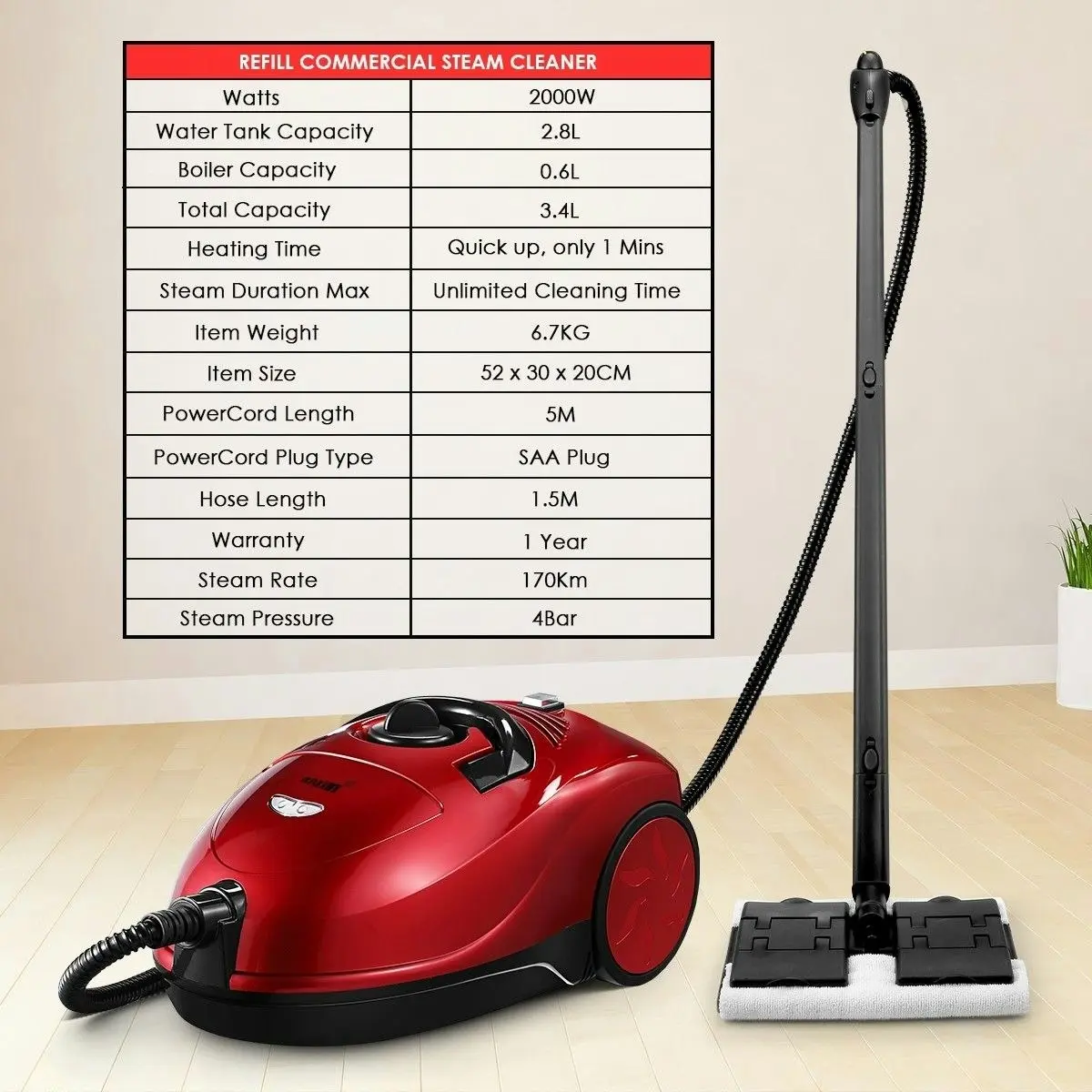 Maxkon  3.4L High Pressure Steam Cleaner Steam Mop Machine