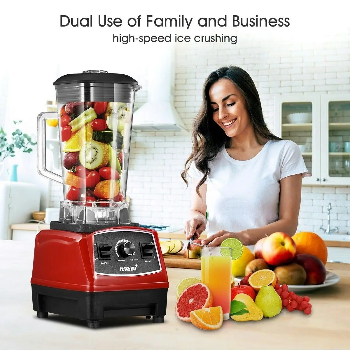 Maxkon Commercial High Speed Blender Smoothie Maker Food Mixers Juicer 2L Red