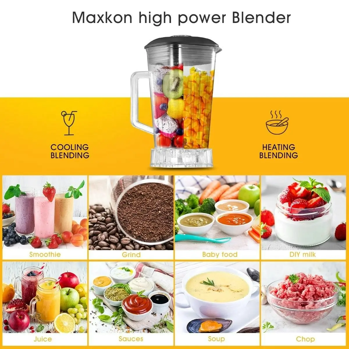 Maxkon Commercial High Speed Blender Smoothie Maker Food Mixers Juicer 2L Red