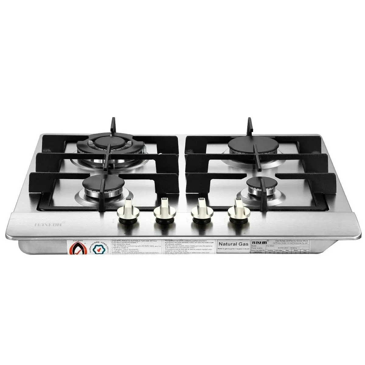 Maxkon 4 Burner Gas Cooktop Hob Stainless Steel Kitchen Gas Stove NG LPG