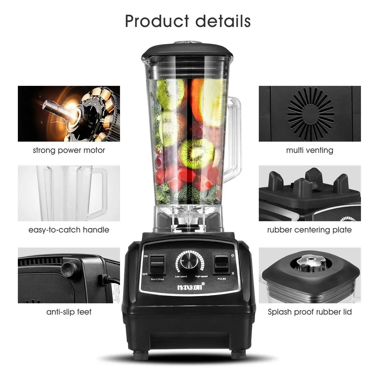 Maxkon Commercial High Speed Blender Smoothie Maker Food Mixers Juicer 2L Black