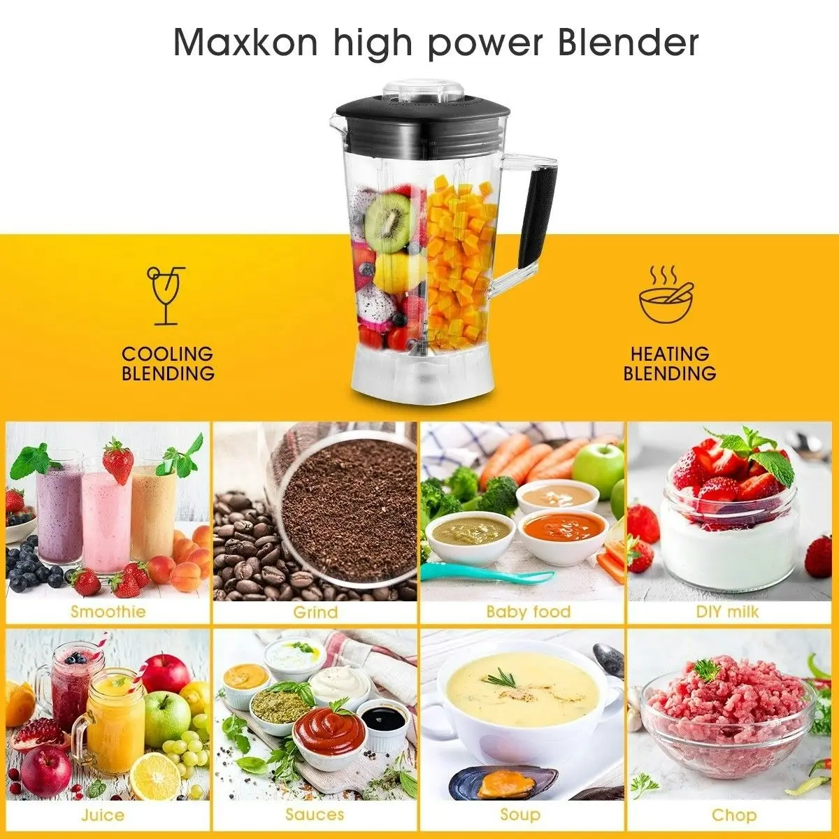 Maxkon 3L HIgh Power Blender Commercial Food Processor Mixer Smoothie Maker Juicer