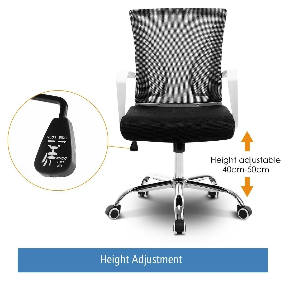 Ausway Ergonomic Mesh Office Chair Computer Work Lumbar Support Armrest Swivel Black