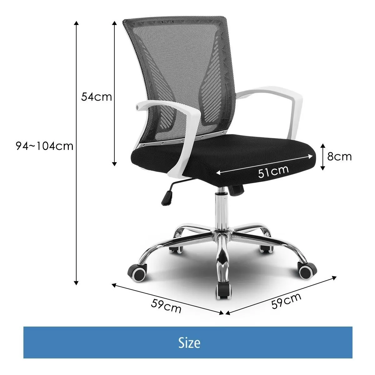 Ausway Ergonomic Mesh Office Chair Computer Work Lumbar Support Armrest Swivel Black