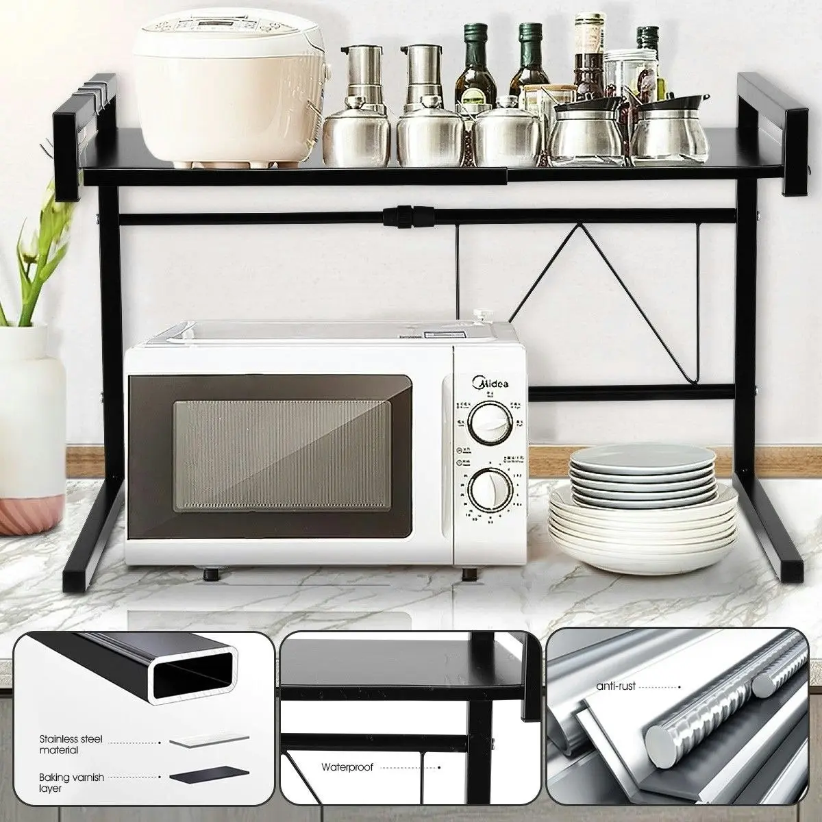 Ausway Kitchen Shelf Microwave Oven Rack Stand Organizer for Utensil Tableware Condiment