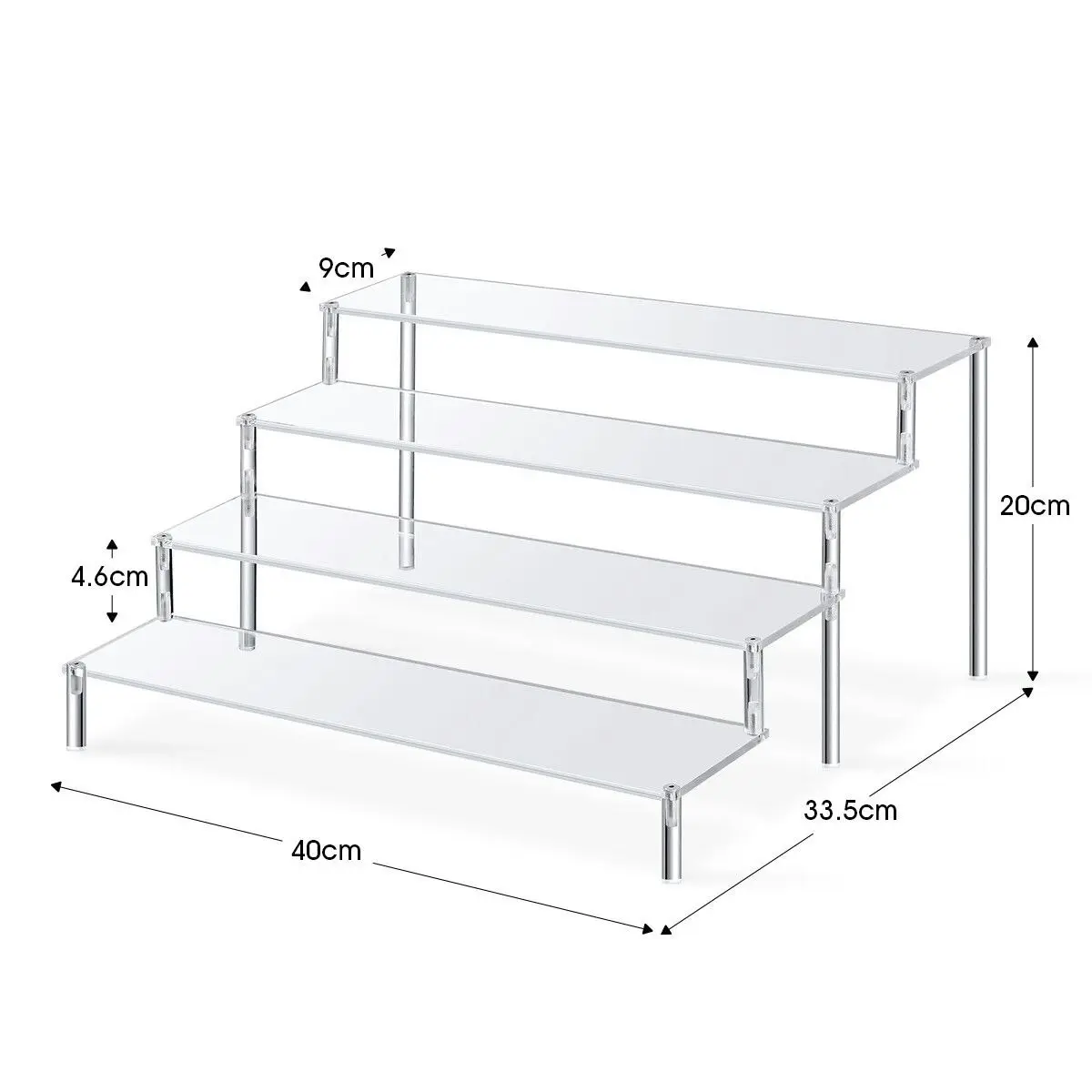 Ausway 4 Tier Cupcake Stand Acrylic Cake Display Shelf Unit Pastry Bakery Donut Model Holder Rack Clear 5mm Thick for Wedding Party