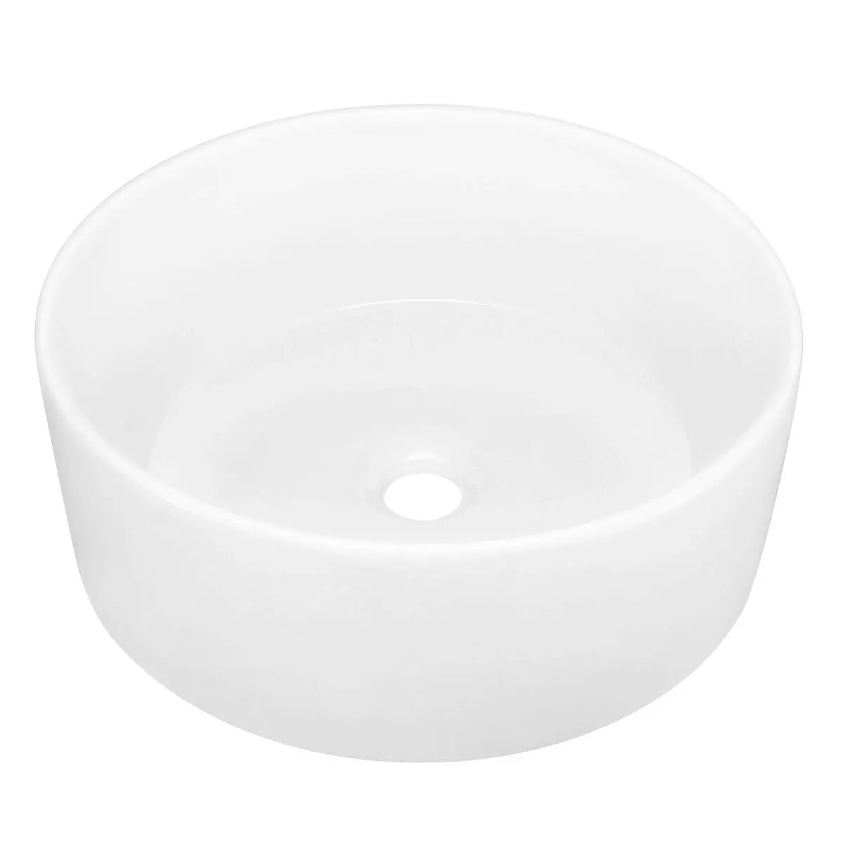 LUXSUITE White Bathroom Sink Vessel Hand Wash Basin Vanity Washing Bowl Above Counter Toilet Bath Countertop Ceramic Modern Round