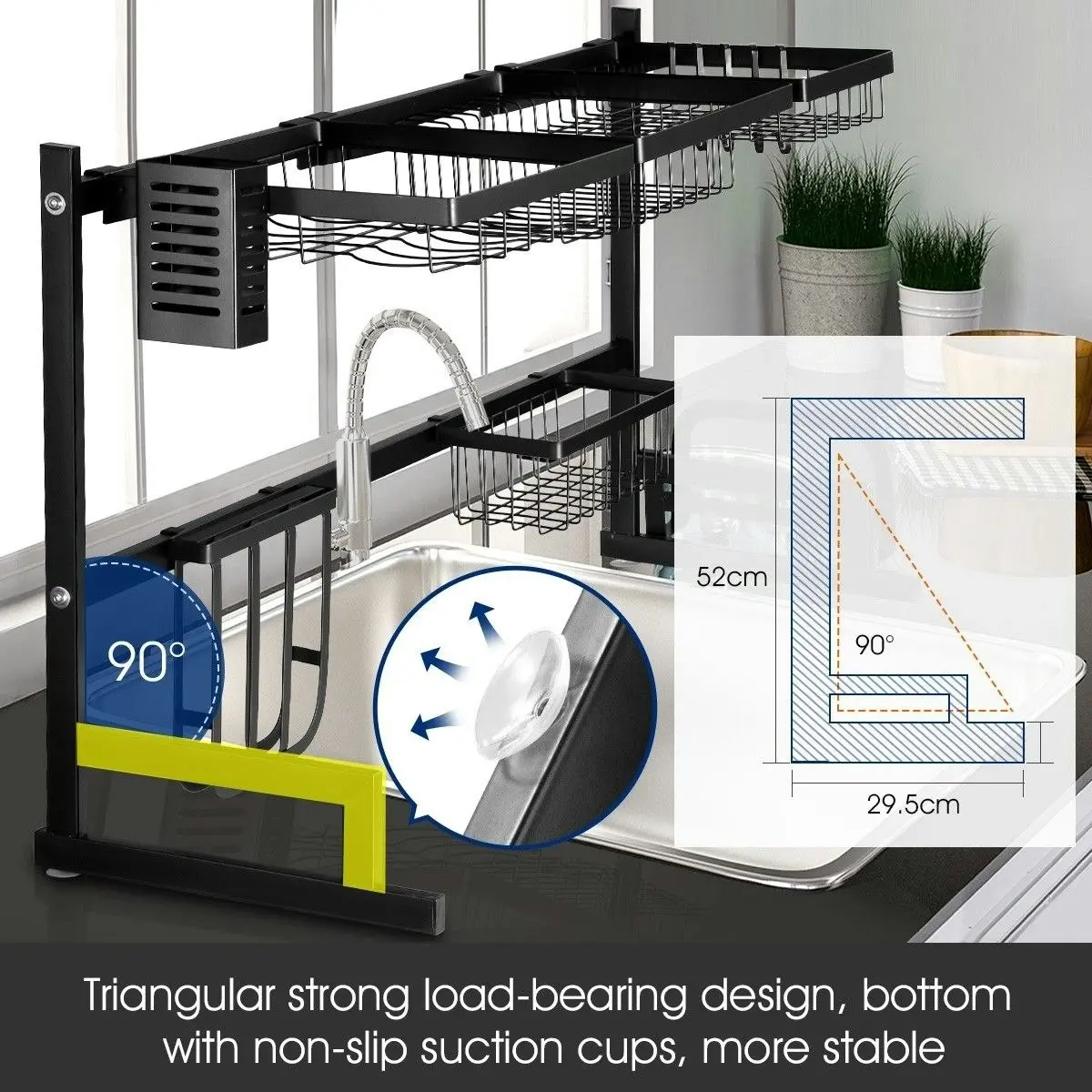 Ausway Multifunctional Kitchen Over Sink Dish Drying Rack Stainless Steel Storage Shelf Organiser