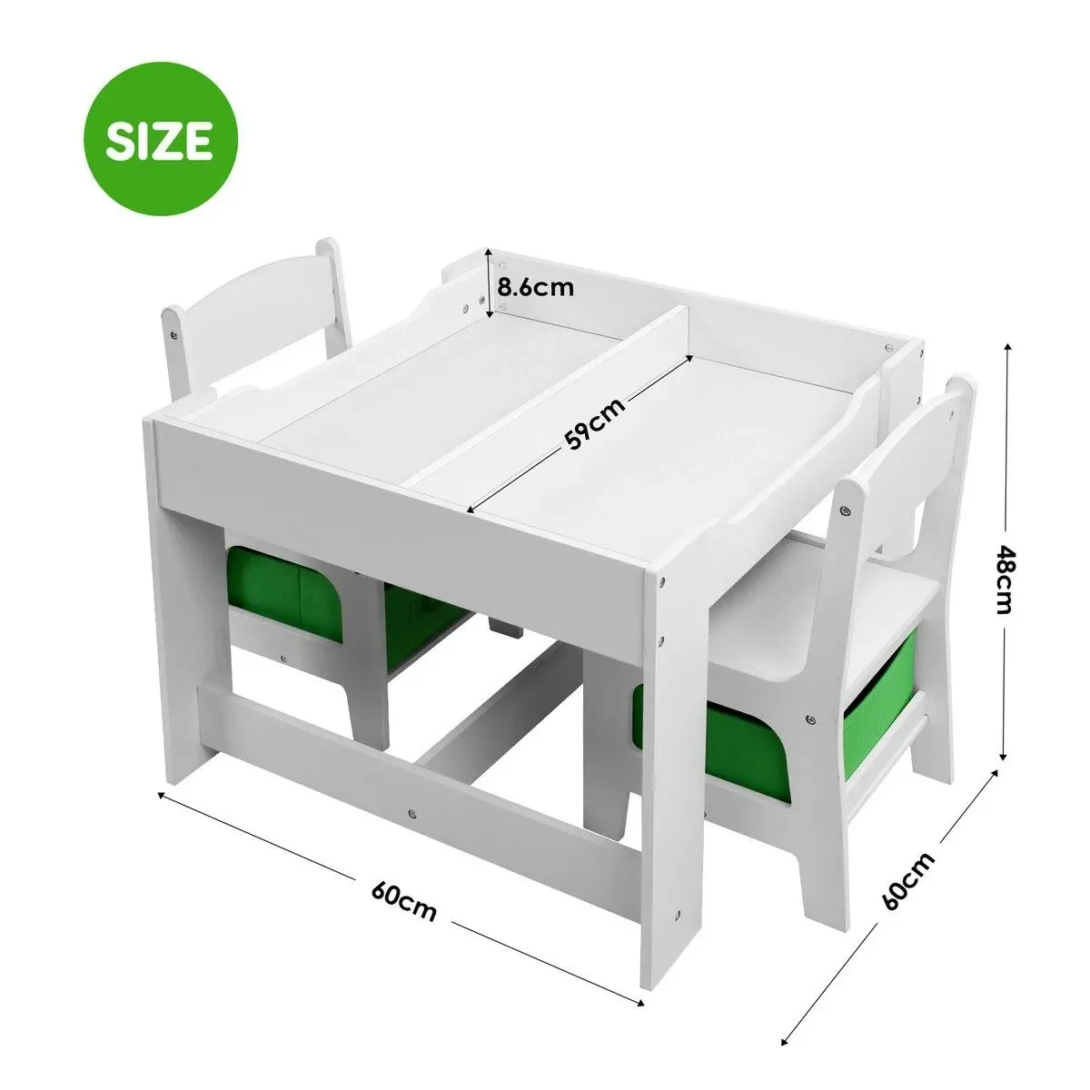 Kidbot  Childrens Lego Table and Chair Set 2 in 1 with Chalkboard Wooden Kids Multifunctional Desk Activity Play Centre